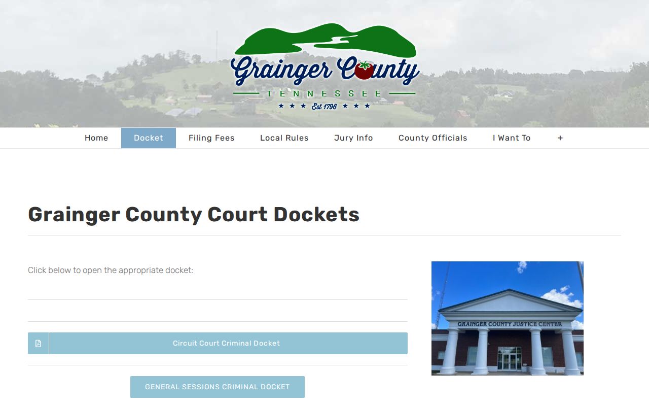 Grainger County court docket source for post-booking criminal record follow-up